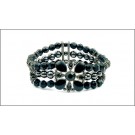 DM-KM-0044 Silver with Black Stones Designer Bracelet 